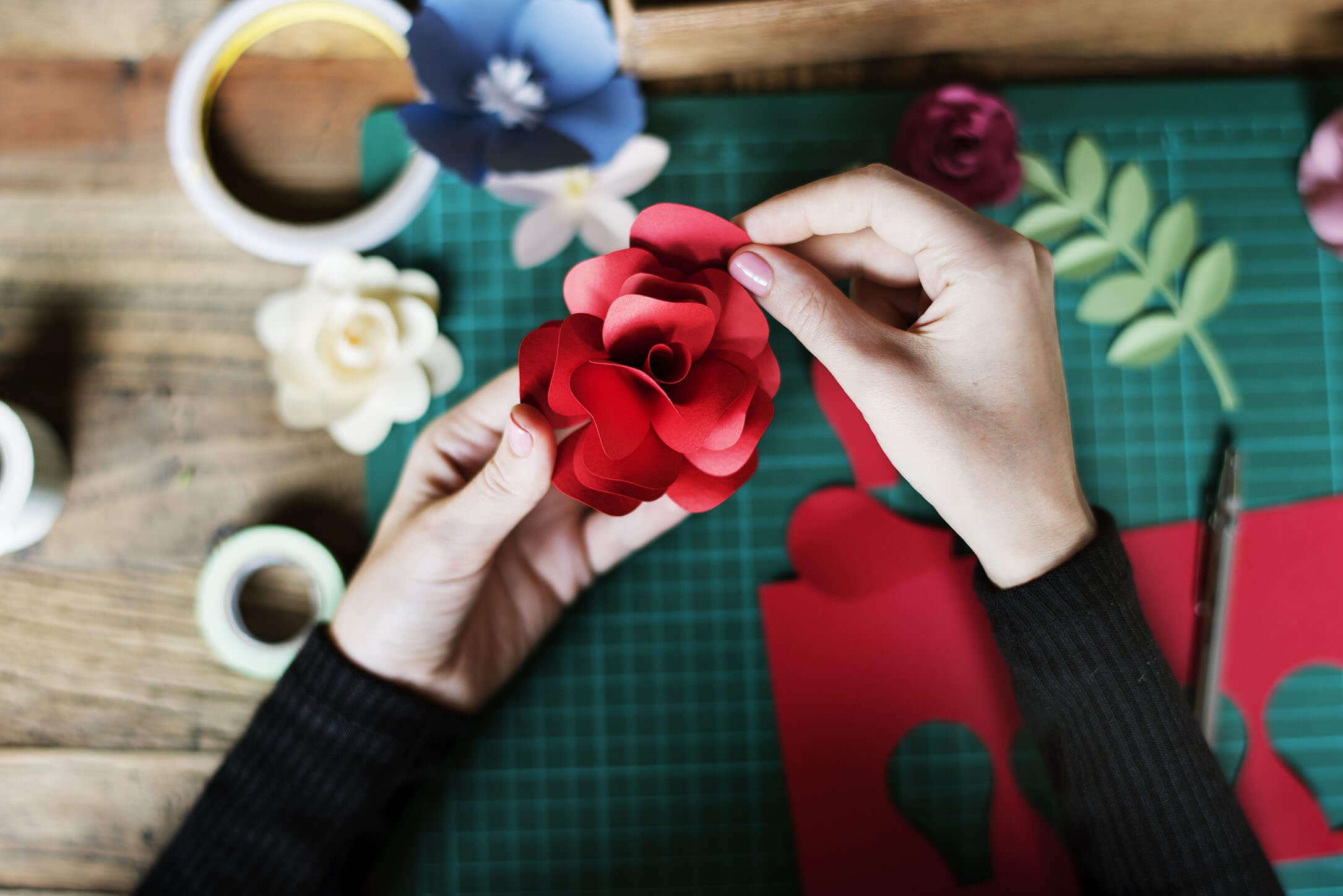 Crafting a red flower
