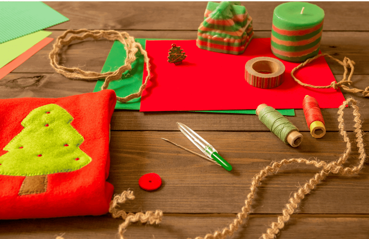 Table with Christmas Crafts