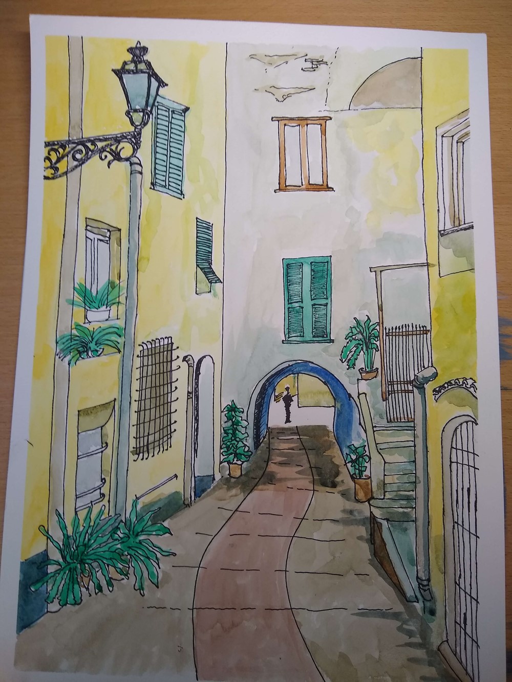 Student work of a building from a sketching and drawing course
