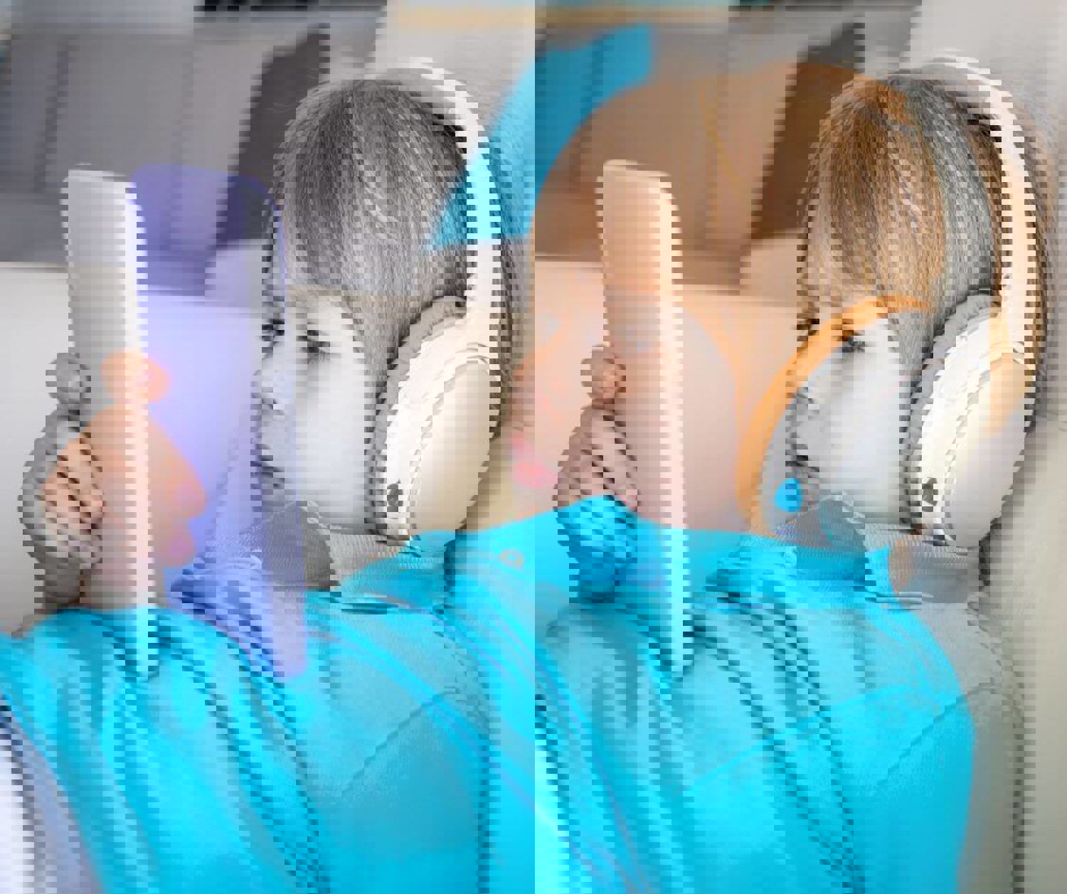 Child looking at a tablet screen