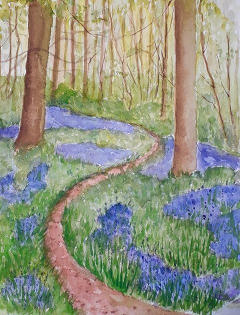 Learner painting of spring woodland scene