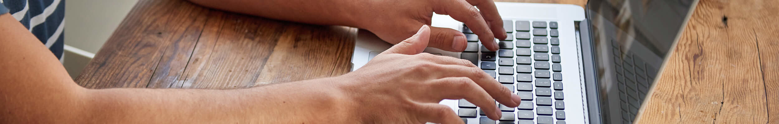 Typing on a laptop keyboard