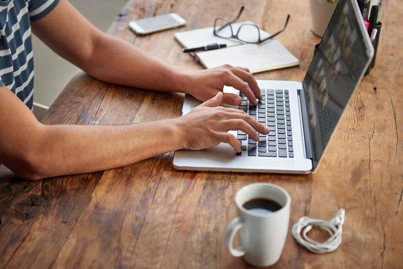 Typing on a laptop keyboard