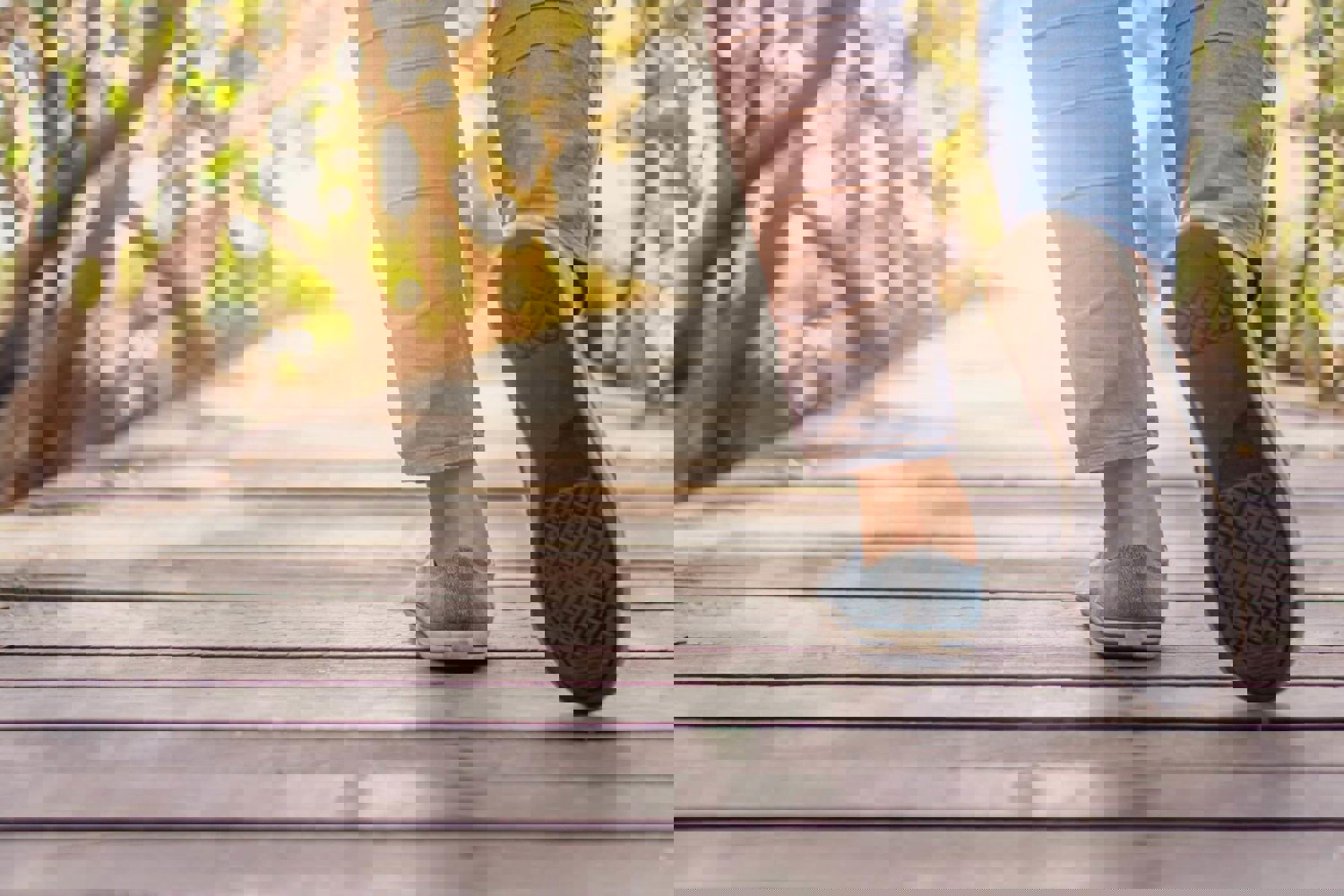 Person's feet walking outside