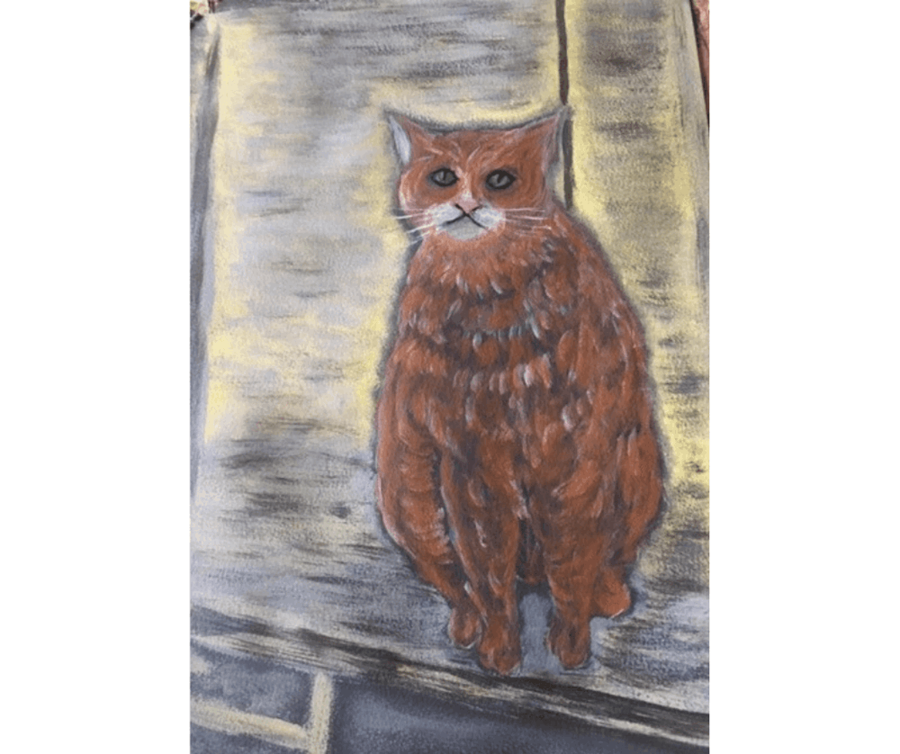Learner painting of a brown cat