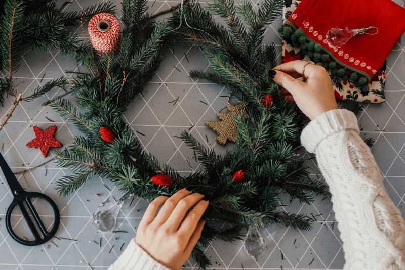 Christmas wreath making