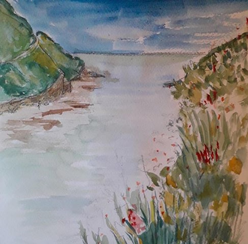 Learner painting of beach scene