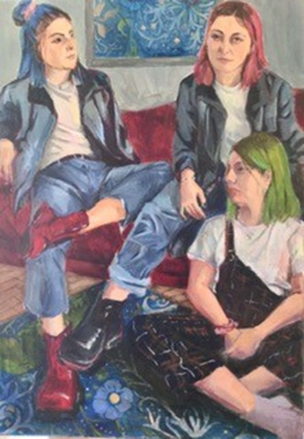 Learner painting depicting three young women