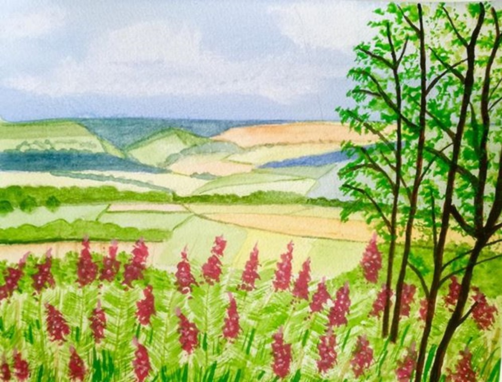 Learner painting of hills