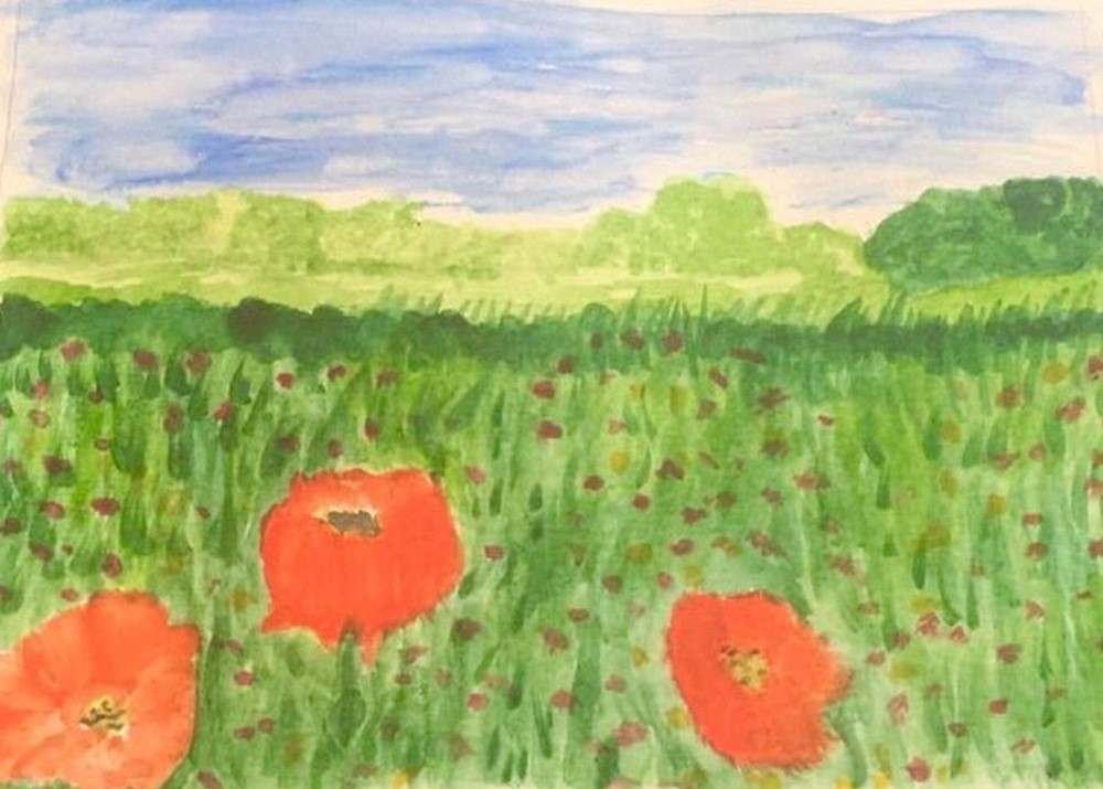 Learner painting of a green summer field