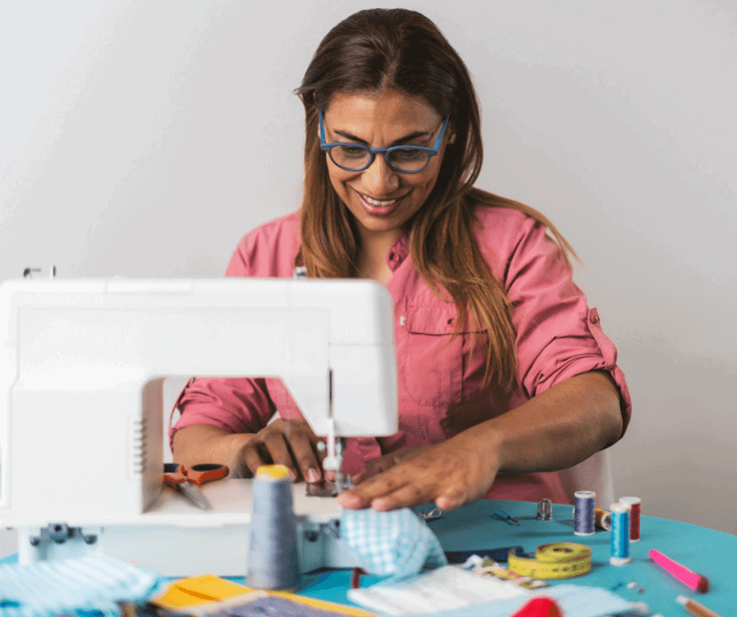 Woman at sewing machine