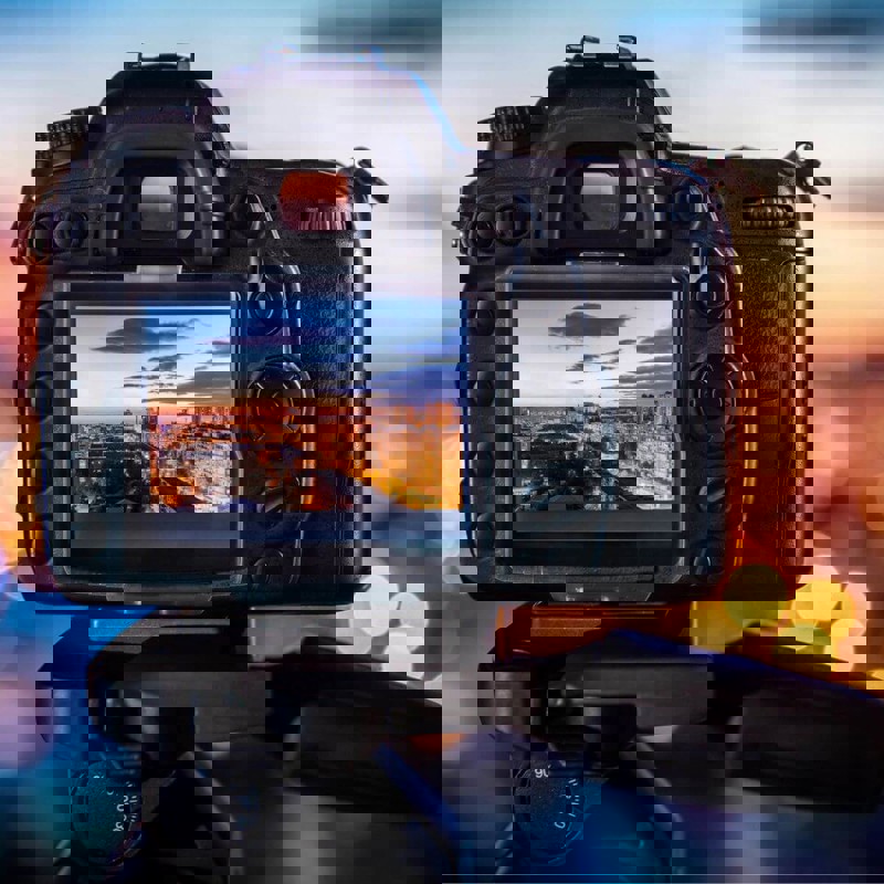 Close up image of a digital camera