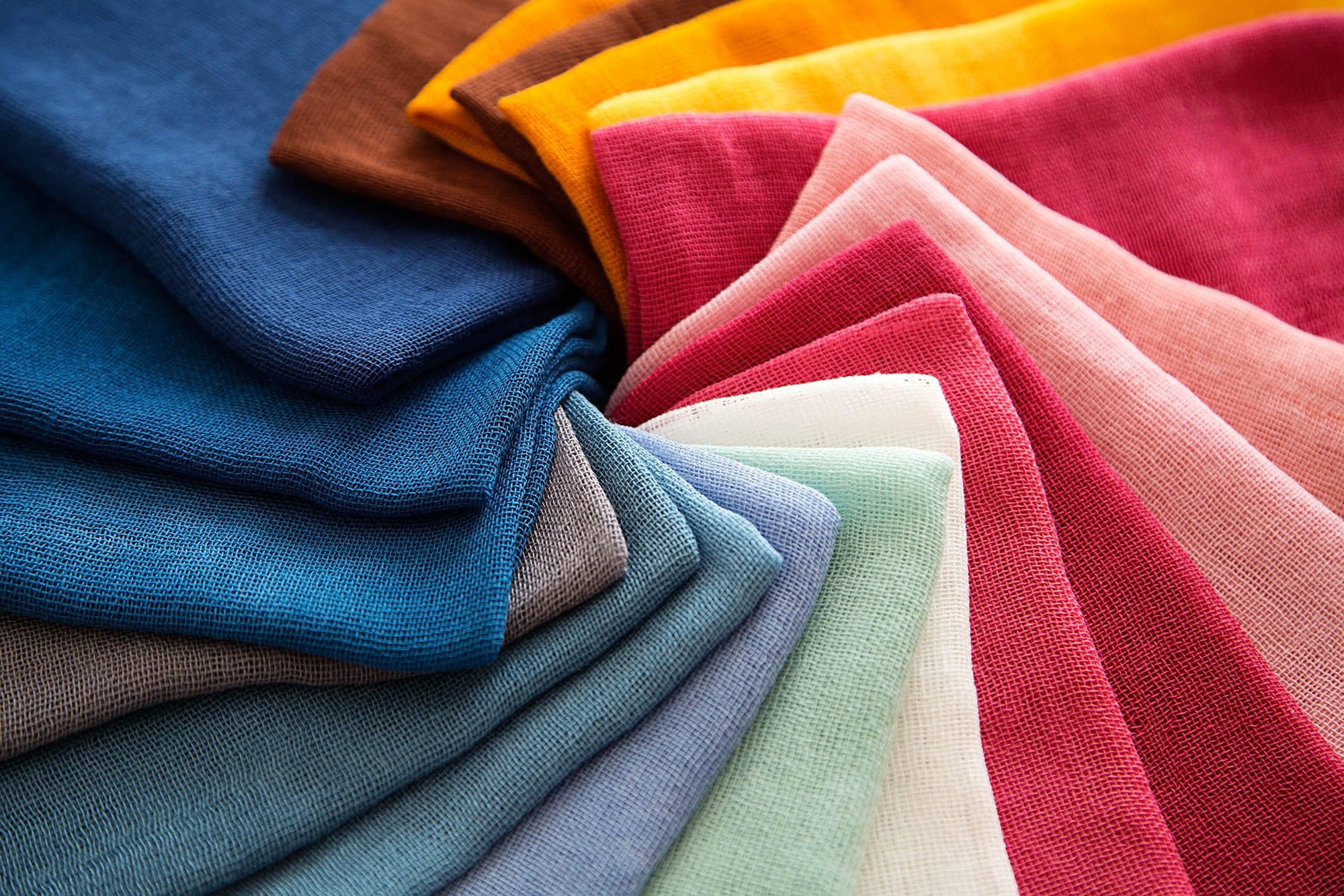 Multi coloured textiles and fabrics