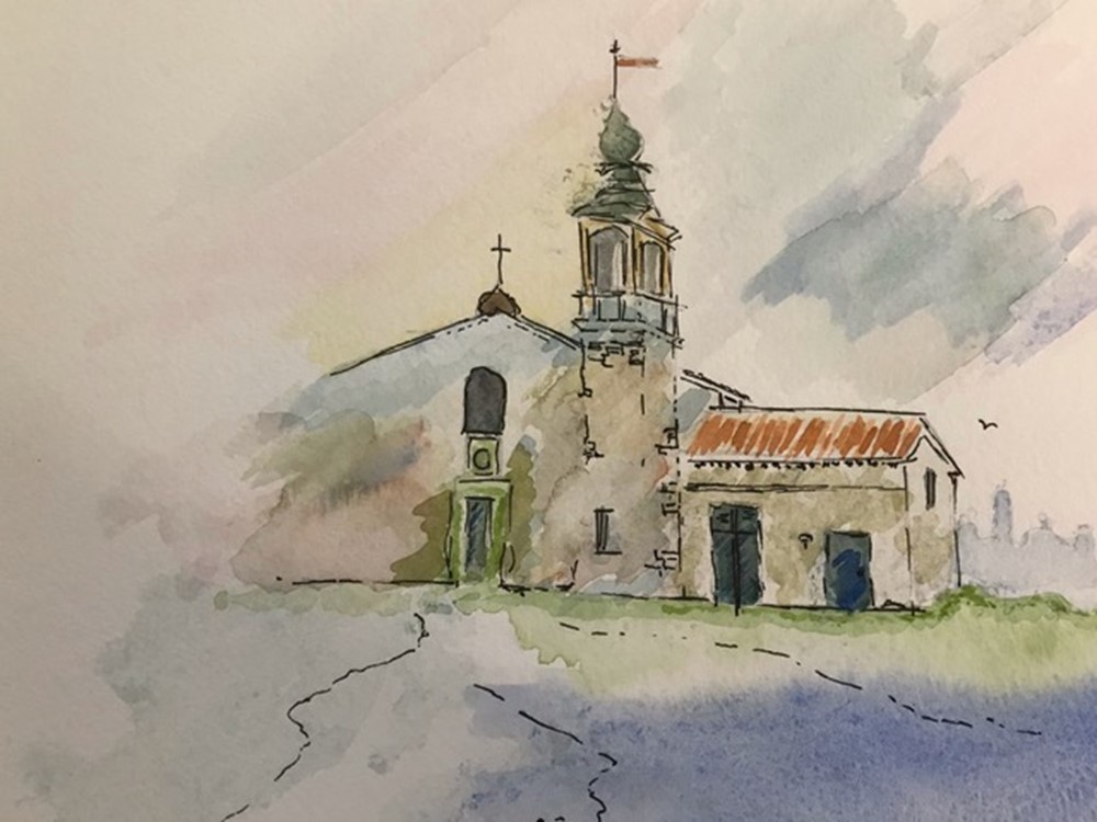 Learner painting of a church
