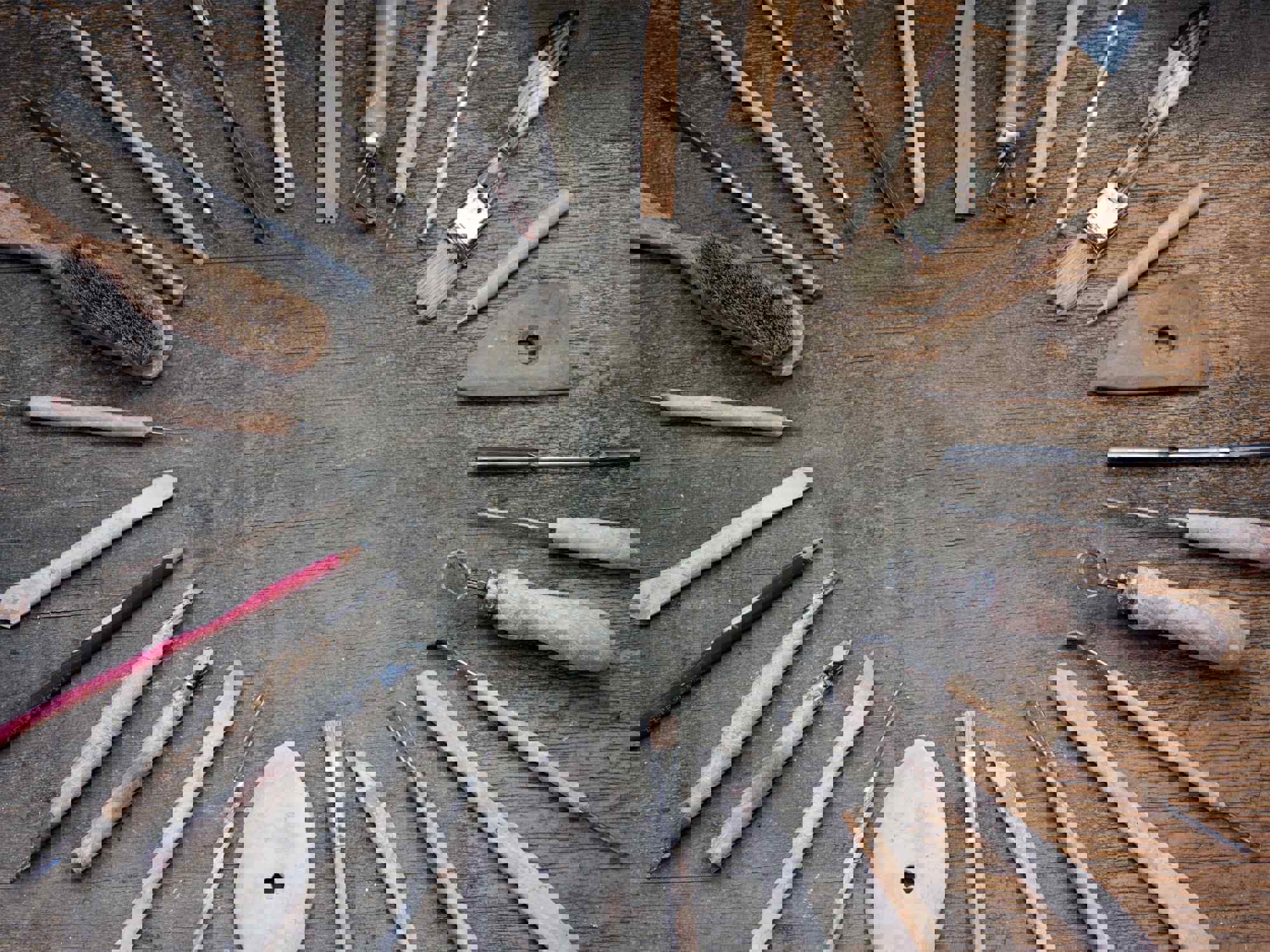 Pottery tools laid out